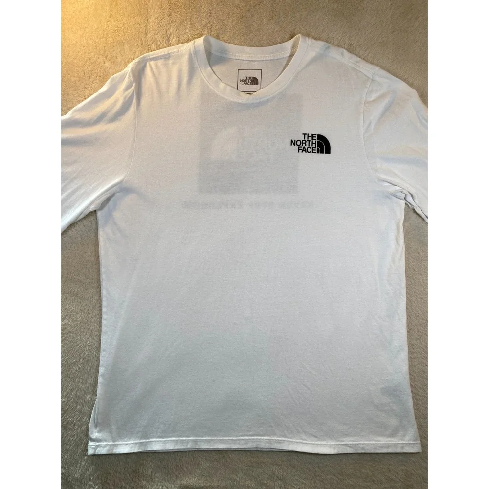 The North Face Shirt Men's XL White Crew Neck Long Sleeve Graphic Tee Cotton